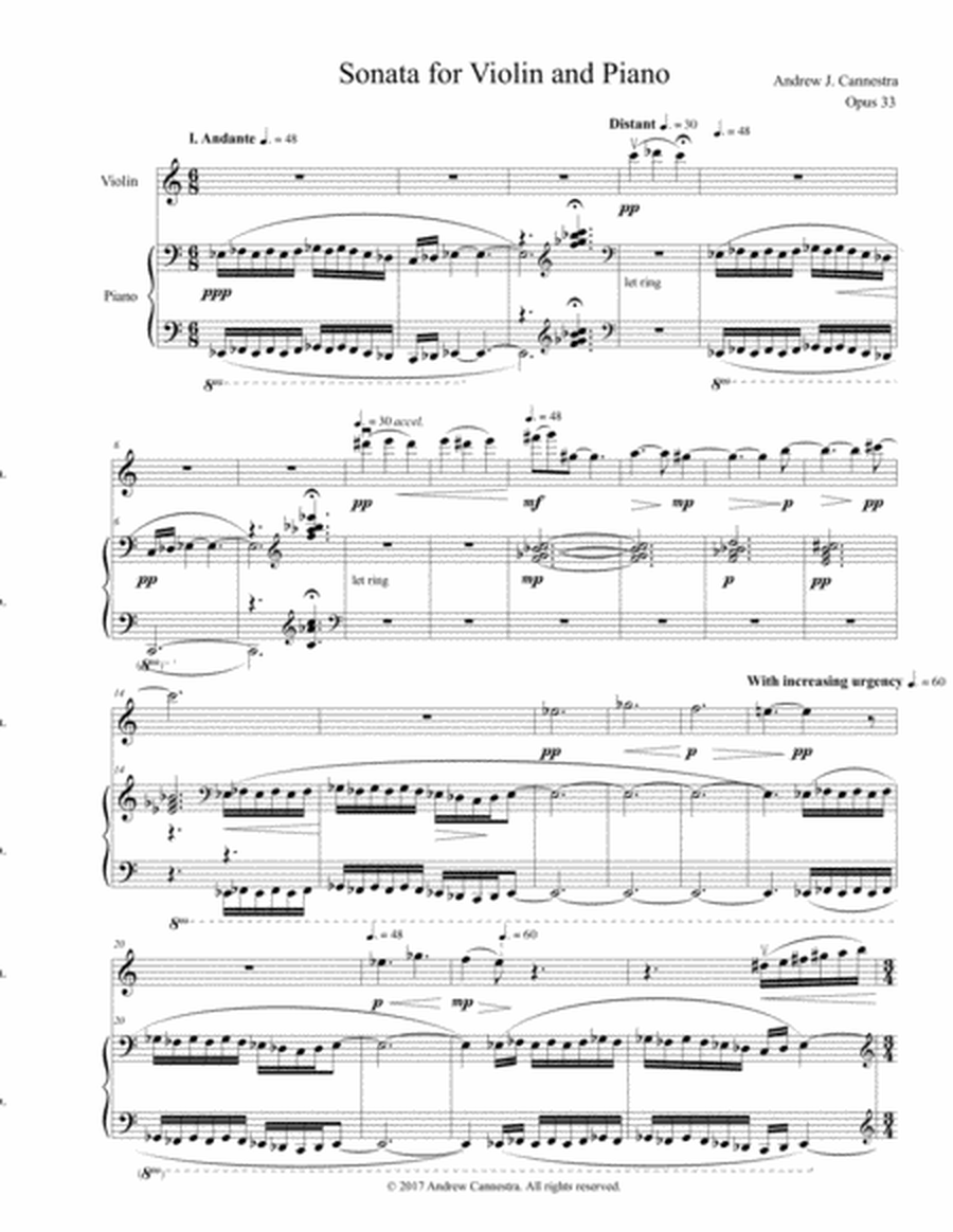 Andrew Cannestra - Sonata for Violin and Piano