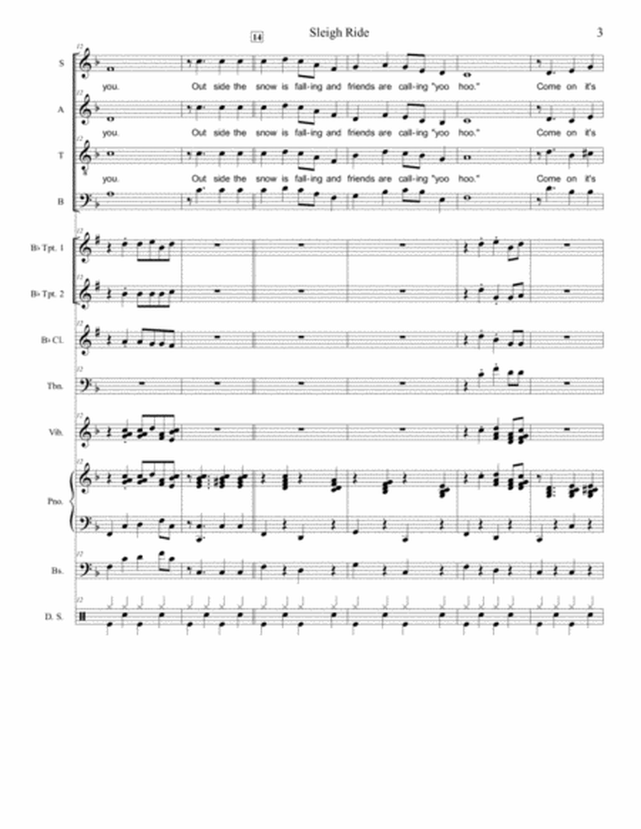 Sleigh Ride (SATB) Jazz Choir with instrumental combo image number null