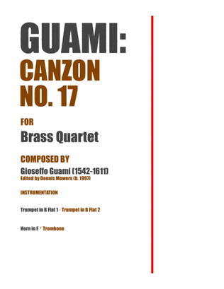 Book cover for "Canzon No. 17" for Brass Quartet - Gioseffo Guami