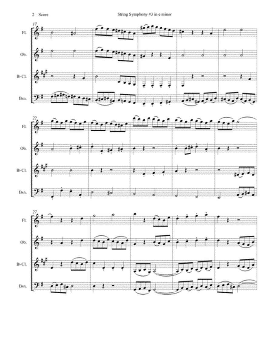 Mendelssohn String Symphony #3 set for Woodwind Quartet image number null
