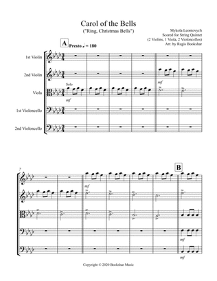 Carol of the Bells (F min) (String Quintet - 2 Violin, 1 Viola, 2 Cello)