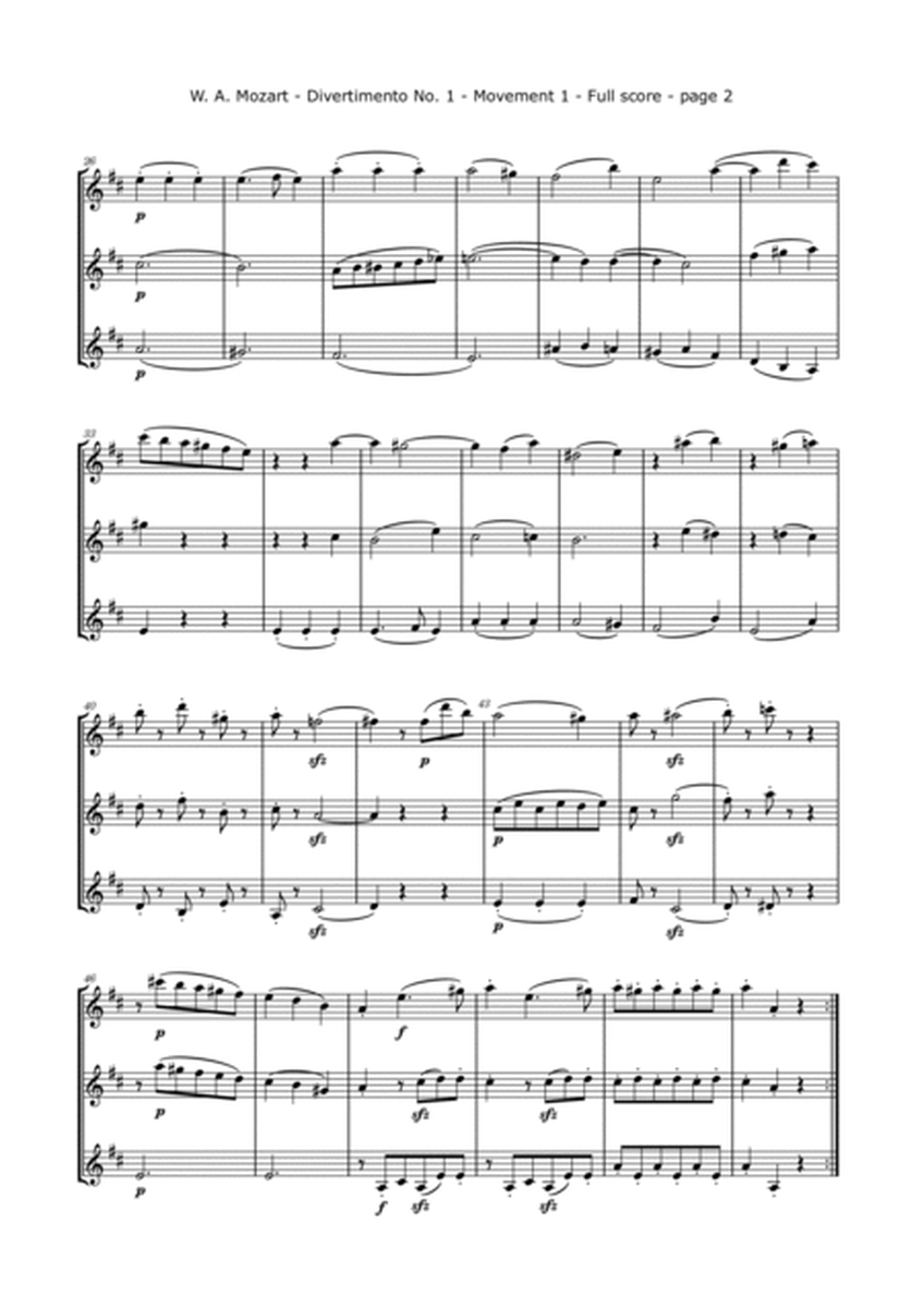 Mozart, W.A. - Divertimento No. 1, K. 229, Arranged for 3 Violins image number null