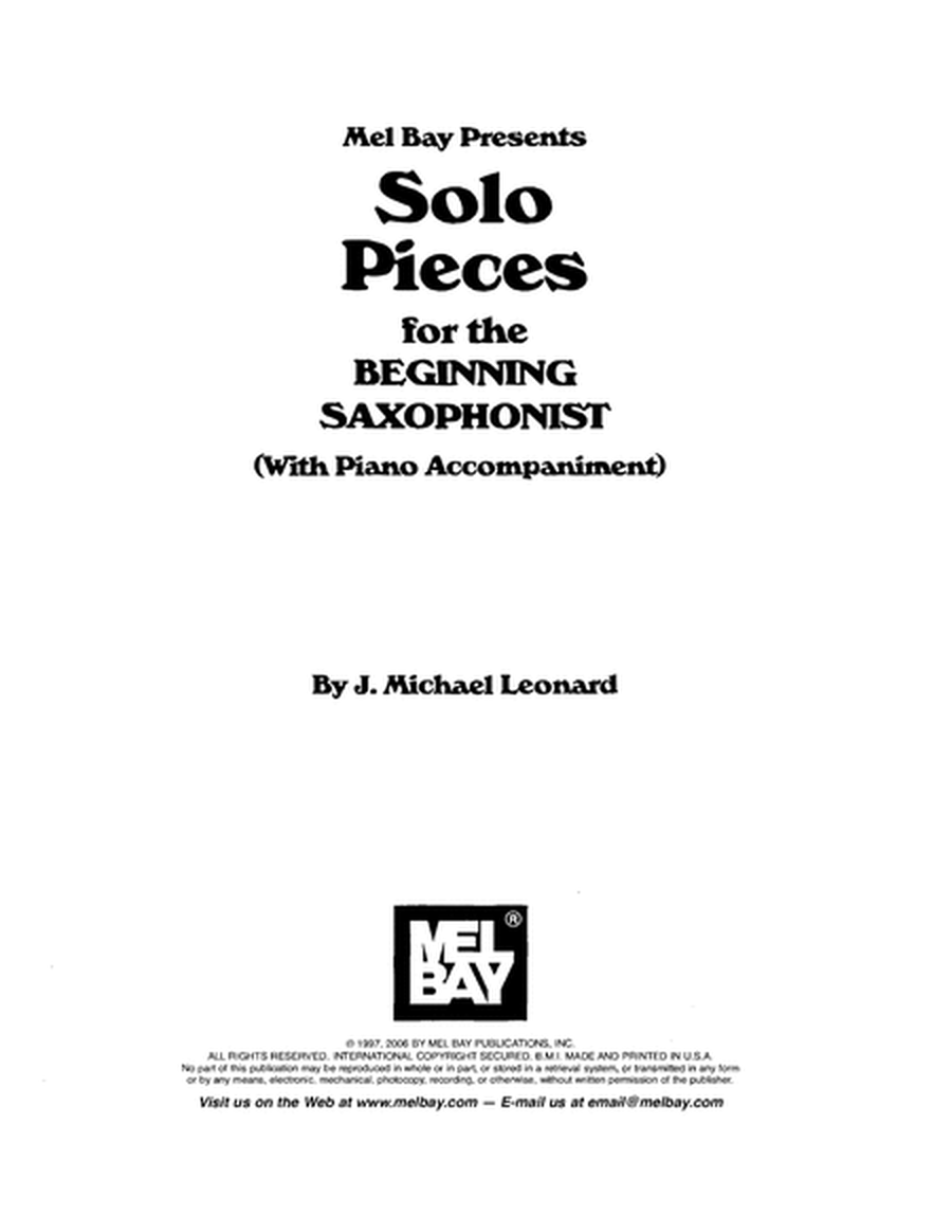 Solo Pieces for the Beginning Saxophonist