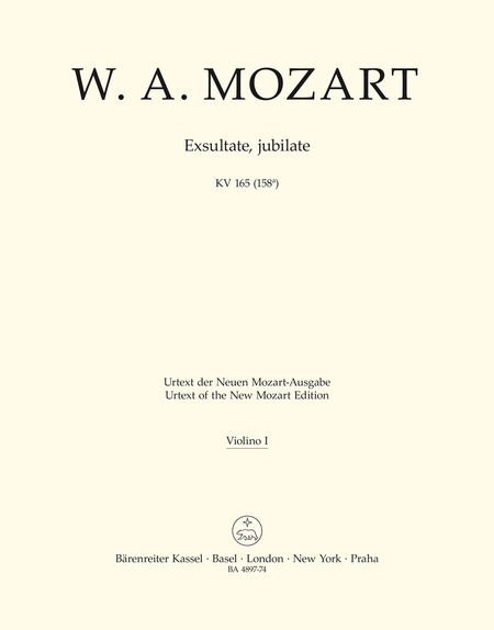 Exultate jubilate. Motette. Urtext der Neuen Mozart-Ausgabe unter Berucksichtigung der neuentdeckten Salzburger Fassung