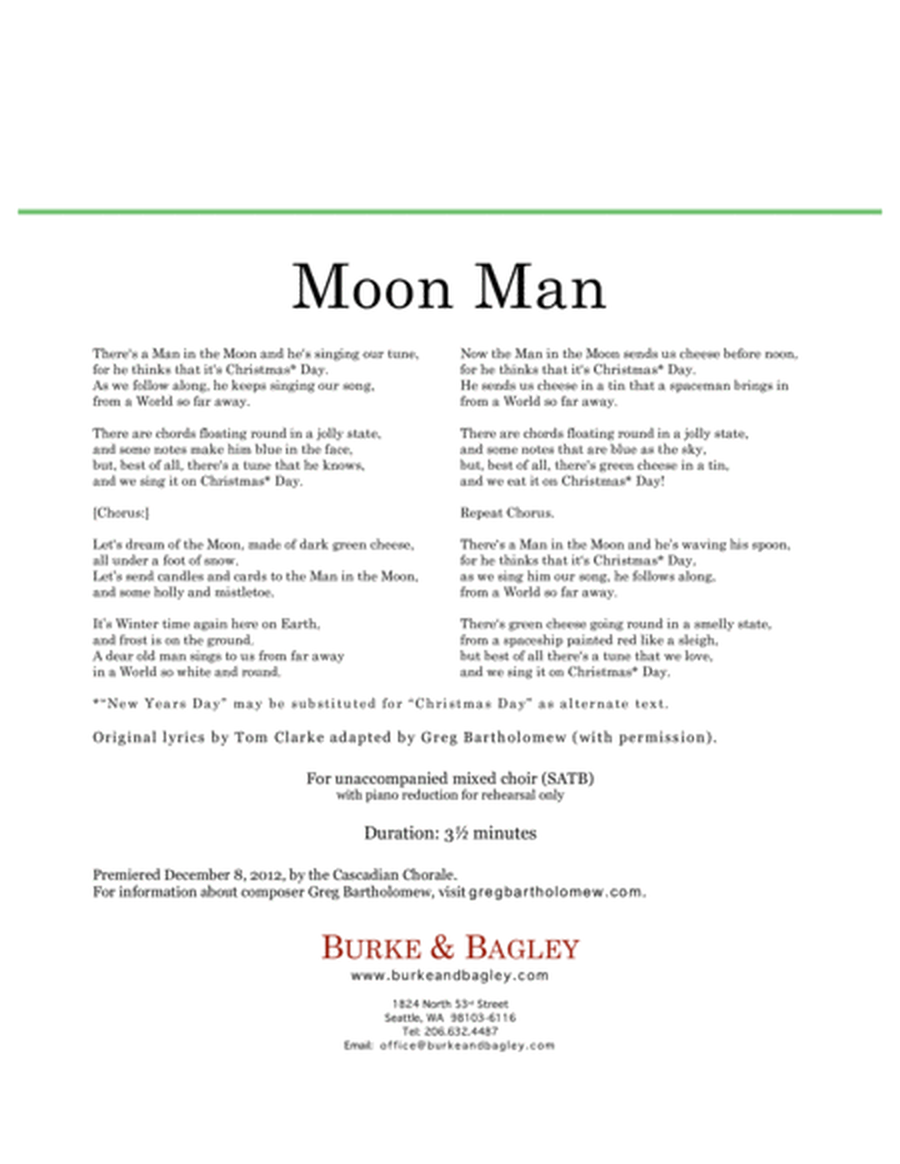 Moon Man (SATB) image number null