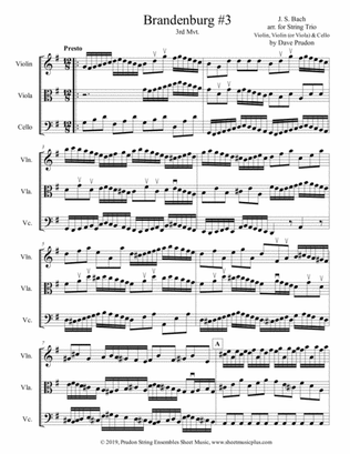 Book cover for Brandenburg Concerto #3, 3rd Mvt. for String Trio