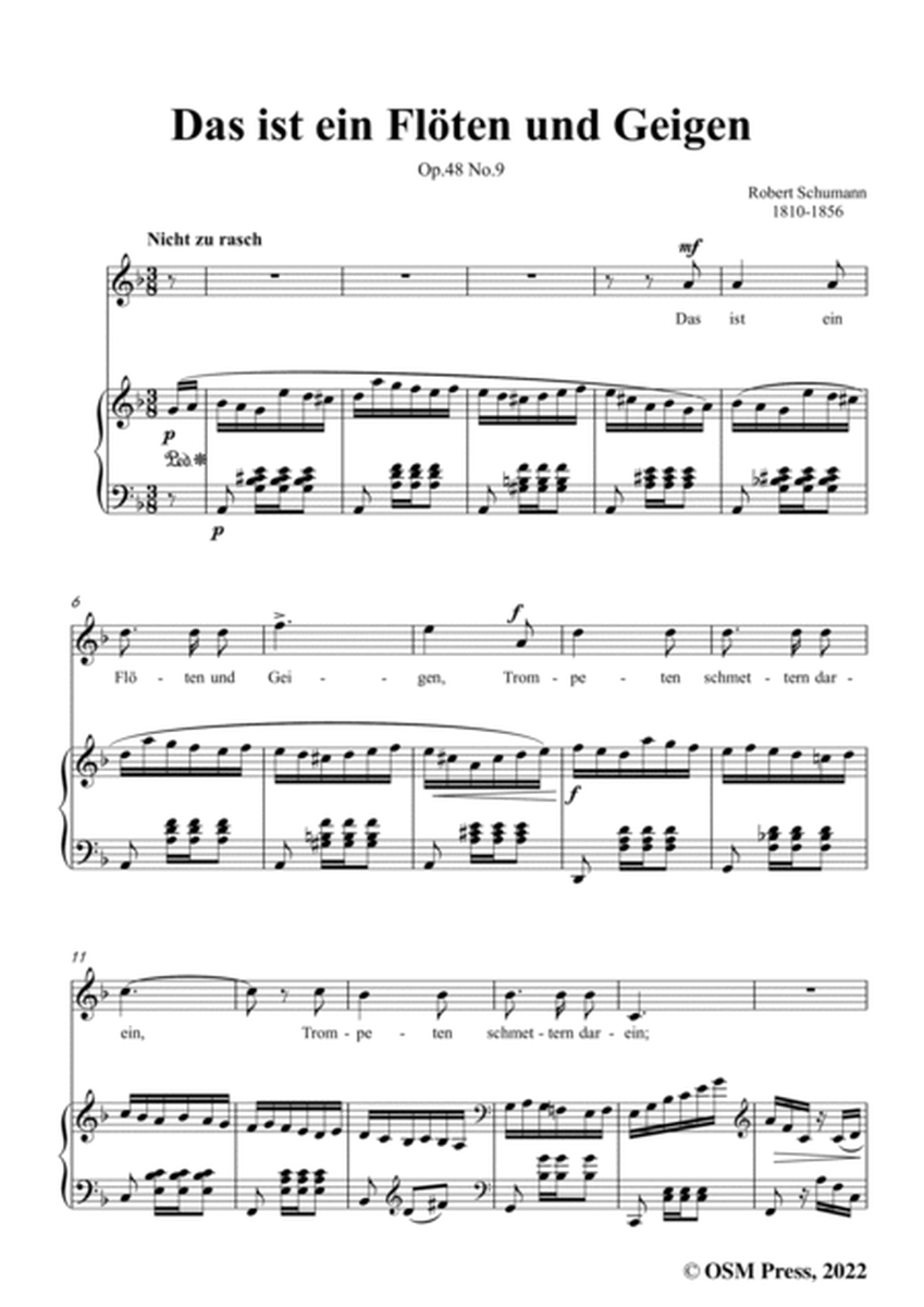 Schumann-Das ist ein Floten und Geigen,Op.48 No.9,in d minor,for Voice and Piano