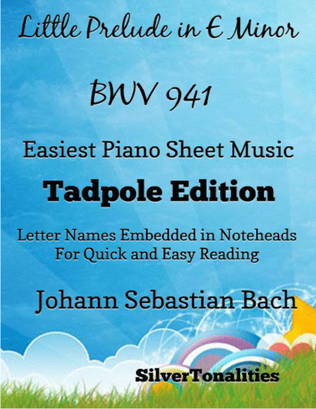 Book cover for Little Prelude in E Minor Bwv 941 Easiest Piano Sheet Music 2nd Edition
