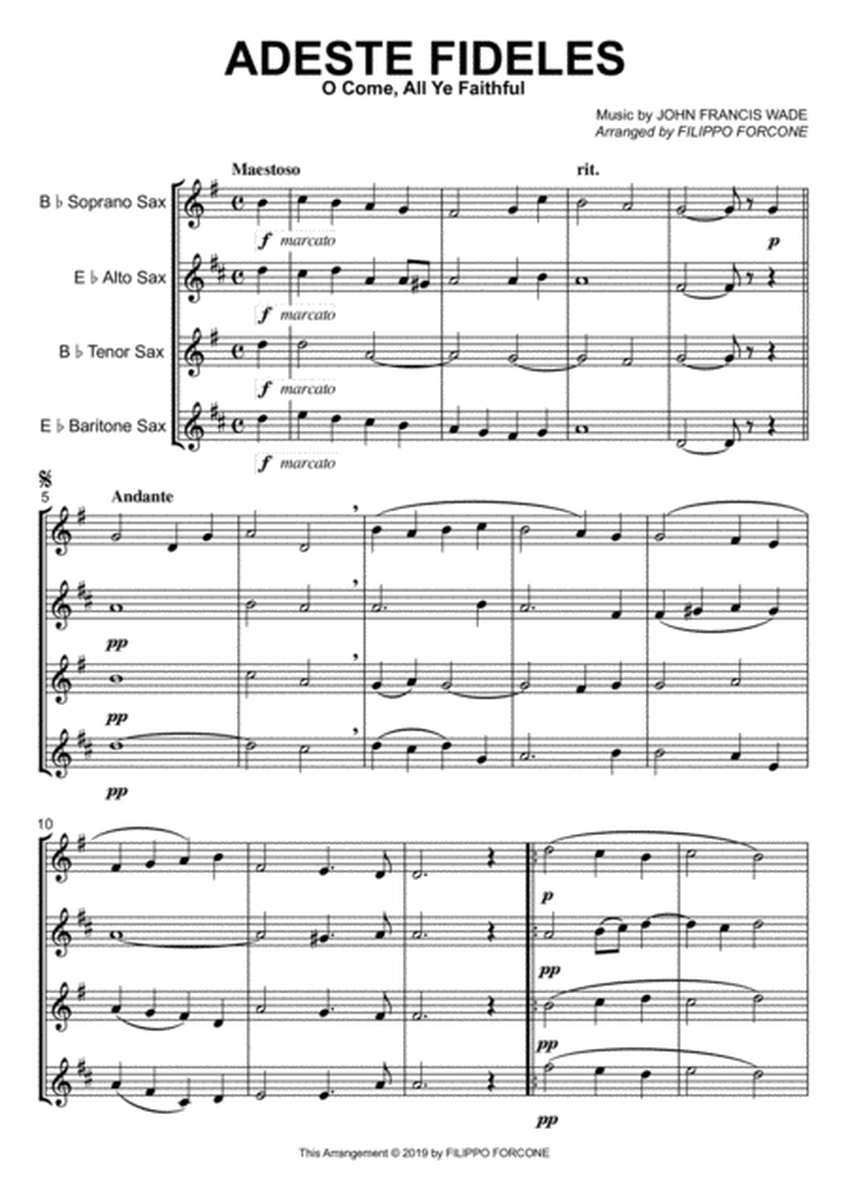 "ADESTE FIDELES" (O Come, All Ye Faithful) - John Francis Wade | Sax Quartet SATB image number null
