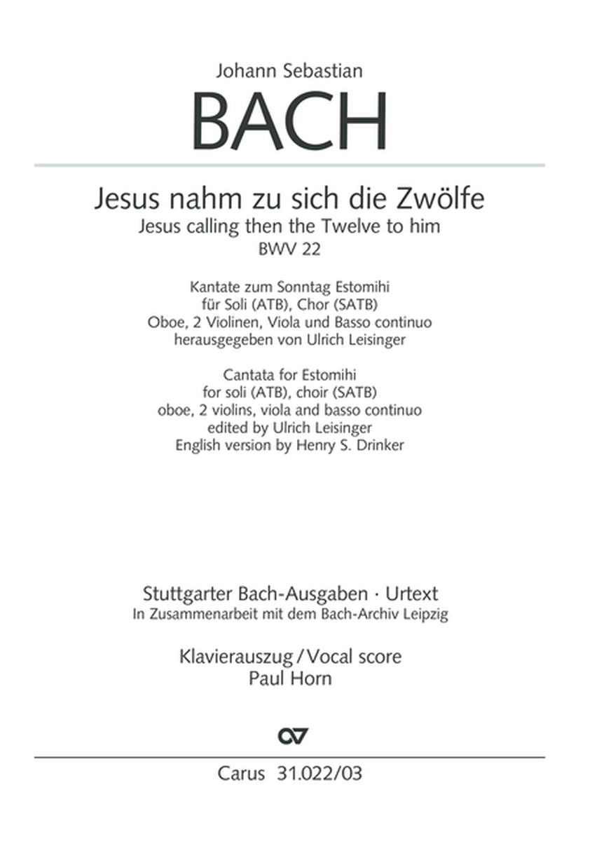 Jesus calling then the Twelve to him (Jesus nahm zu sich die Zwolfe)