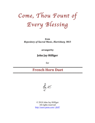 Book cover for Come, Thou Fount of Every Blessing for Two Horns