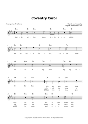 Book cover for Coventry Carol (Key of C Minor)