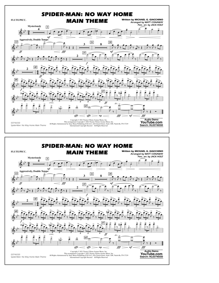 Spider-Man: No Way Home Main Theme (arr. Conaway) - Flute/Piccolo