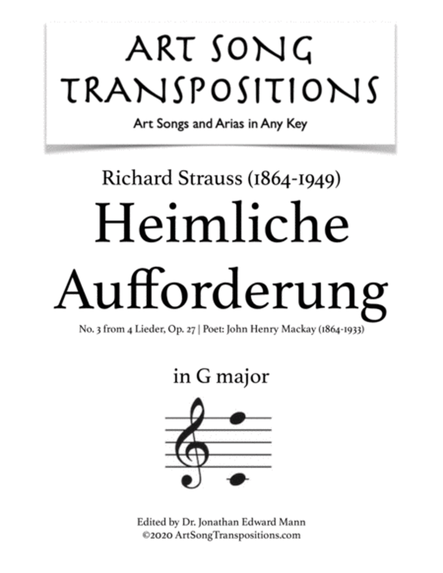 STRAUSS: Heimliche Aufforderung, Op. 27 no. 3 (transposed to G major)