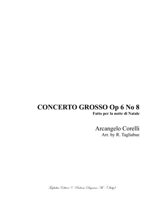 Book cover for CHRISTMAS CONCERTO - Corelli - Op. 6 N. 8 - Arr. for String Quartet - With parts