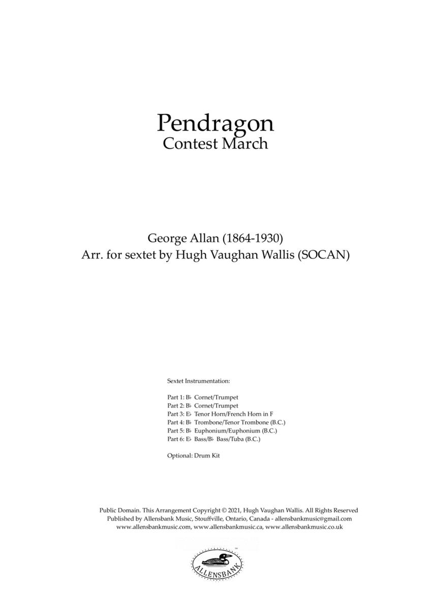 Pendragon - Contest March by George Allan - arranged for brass sextet image number null