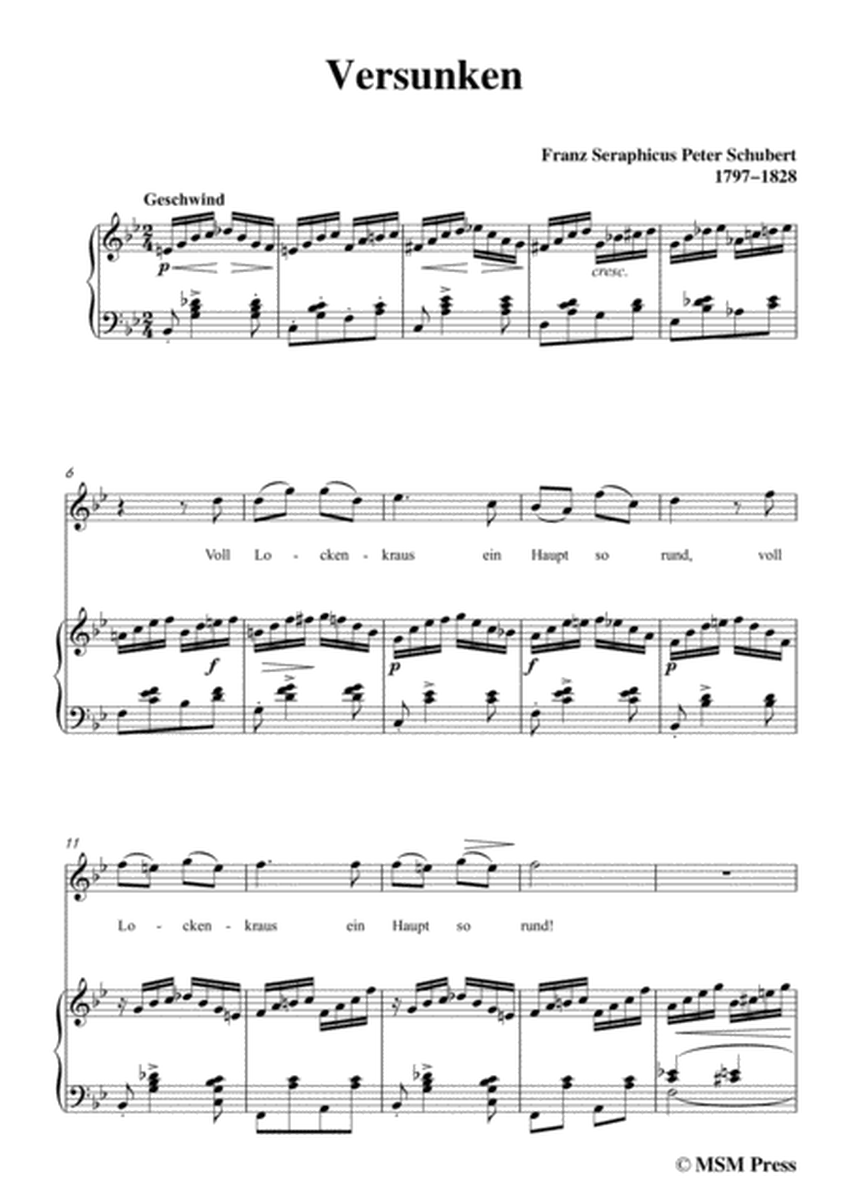 Schubert-Versunken,in B flat Major,for Voice&Piano