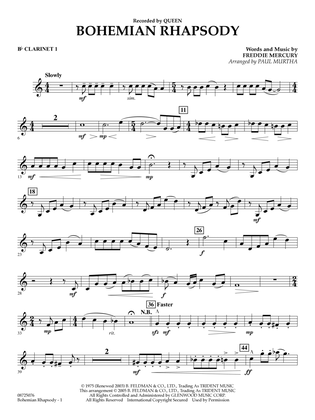 Book cover for Bohemian Rhapsody (arr. Paul Murtha) - Bb Clarinet 1