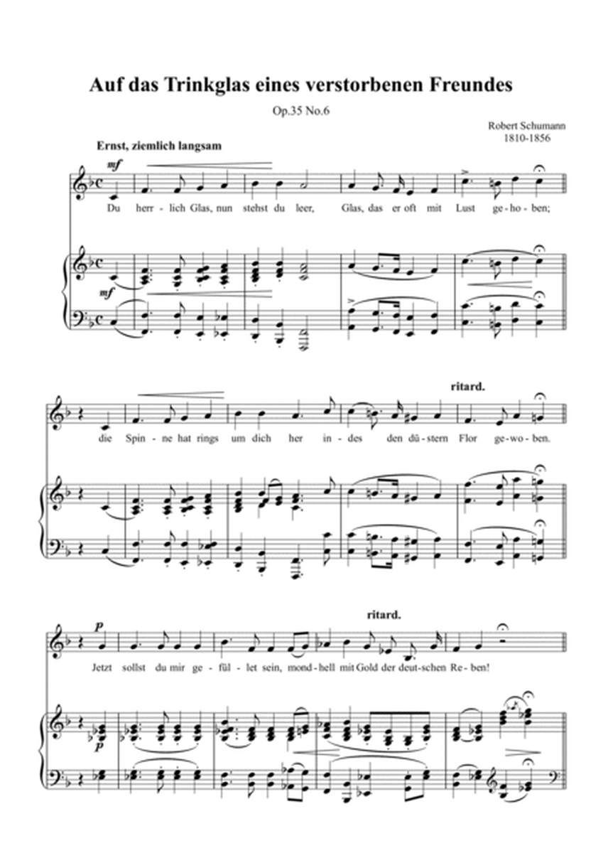 Schumann-Auf das Trinkglas eines verstorbenen Freundes,Op.35 No.6 in F Major