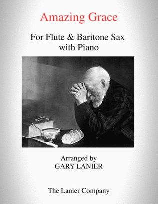 Book cover for AMAZING GRACE (Flute & Baritone Sax with Piano - Score & Parts included)