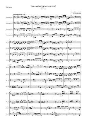 Book cover for Brandenburg Concerto No. 3 in G major, BWV 1048 1st Mov. (J.S. Bach) for Cello Quartet