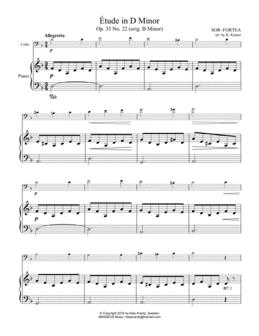 Étude (study) in D Minor Op. 35 No. 22 for cello and easy piano image number null