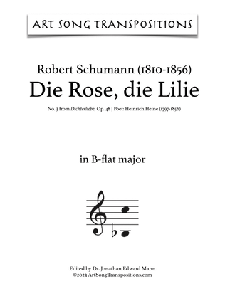 Book cover for SCHUMANN: Die Rose, die Lilie, Op. 48 no. 3 (transposed to B-flat major, A major, and A-flat major)
