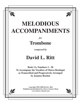 Book cover for Melodious Accompaniments from Bordogni Rochut for etudes 1-20 for Trombone