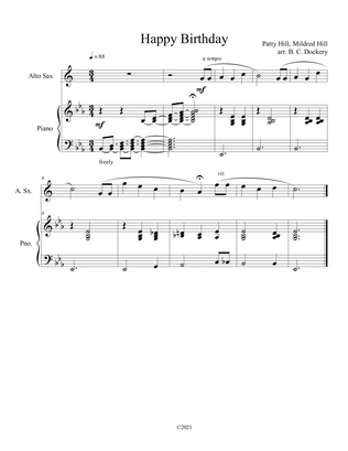 Book cover for Happy Birthday (Alto Sax Solo) with optional piano accompaniment