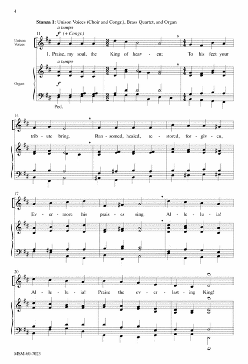 Praise, My Soul, the King of Heaven (Downloadable Choral Score)