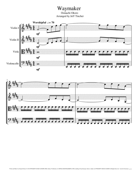 Way Maker Sheet music for Flute, Violin, Viola, Cello & more instruments  (Orchestras)