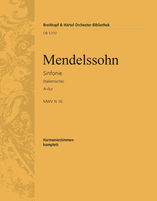 Book cover for Symphony No. 4 in A major [Op. 90] MWV N 16 (Italian)