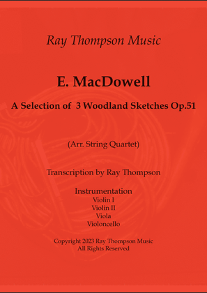 Book cover for MacDowell: A Selection of 3 Woodland Sketches Op.51 (Nos.1, 4 & 5) - string quartet