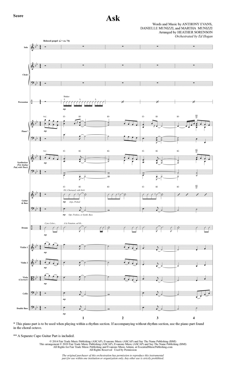 Ask (arr. Heather Sorenson) - Full Score