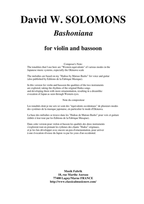 David Warin Solomons: Bashoniana for violin and bassoon