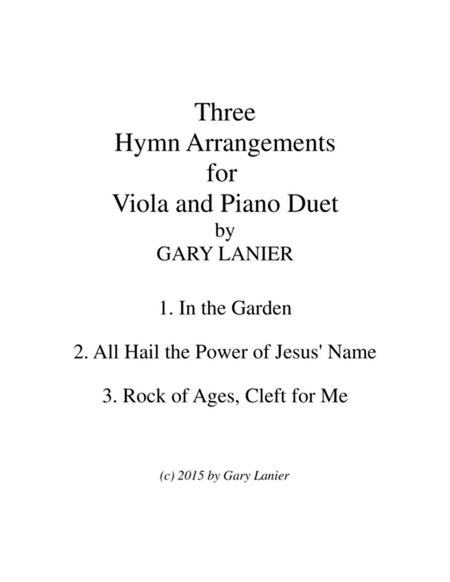 THREE HYMN ARRANGEMENTS for VIOLA and PIANO (Duet – Viola/Piano with Viola Part) image number null