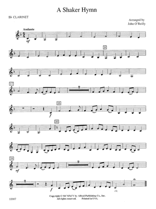 A Shaker Hymn: 1st B-flat Clarinet