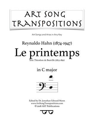 Book cover for HAHN: Le printemps (transposed to C major, bass clef)