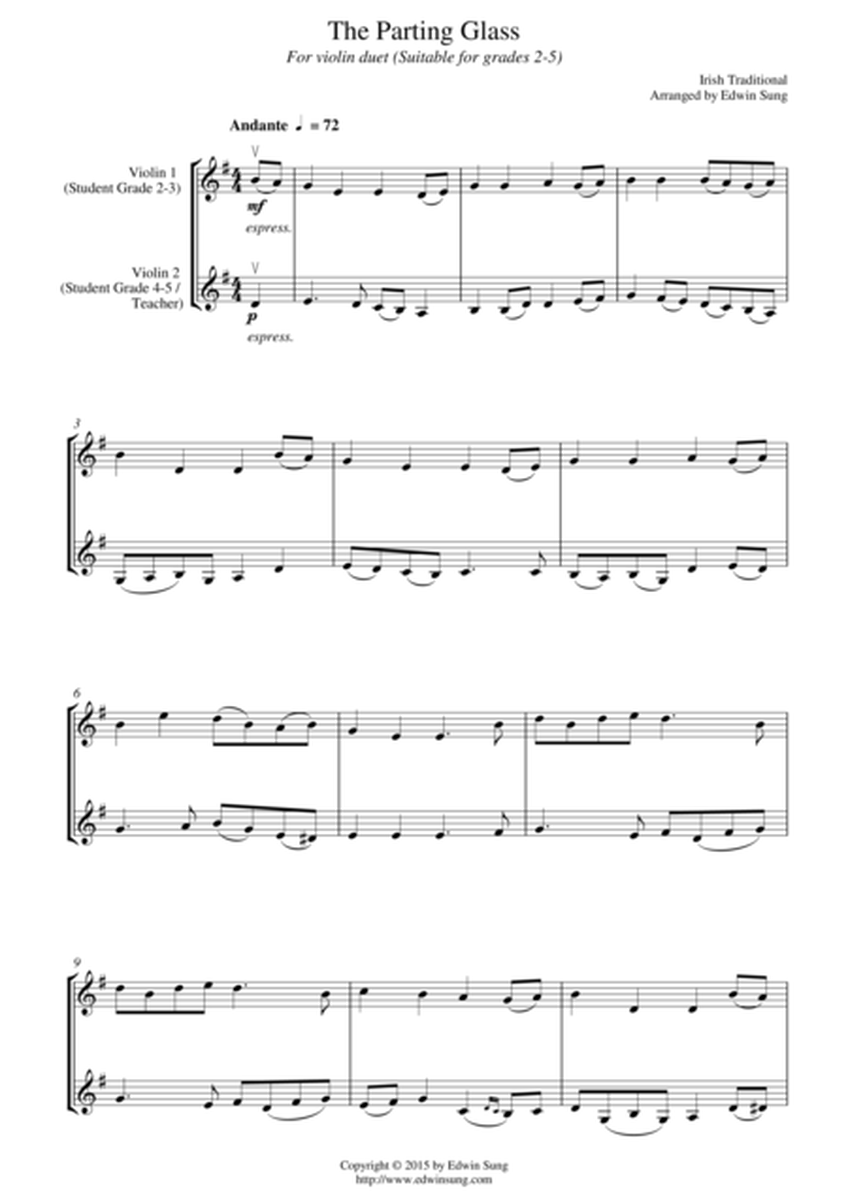 The Parting Glass (for violin duet, suitable for grades 2-5) image number null