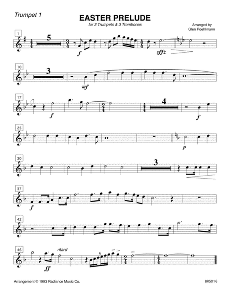 EASTER PRELUDE - Medley for 3 TRUMPETS & 3 TROMBONES (unaccompanied) image number null