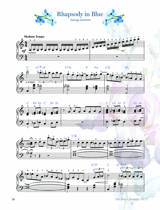 Book cover for Rhapsody in Blue (shortened and arranged for intermediate piano)