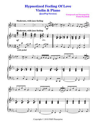 Book cover for "Hypnotized Feeling Of Love"-Piano Background For Violin and Piano