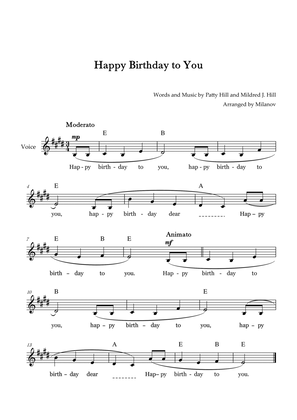 Happy Birthday to You | Lead Sheet | E Major