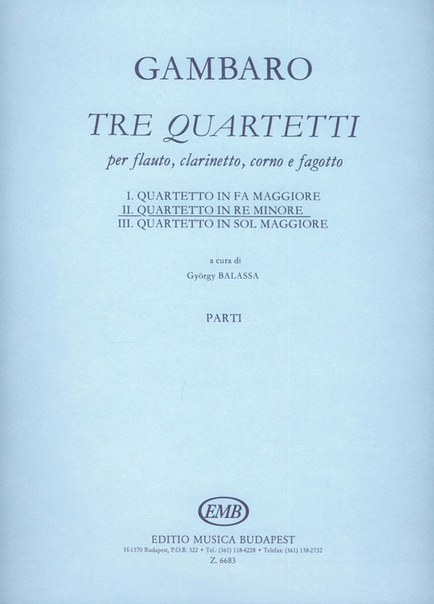 Tre quartetti per flauto, clarinetto, coro e fagot