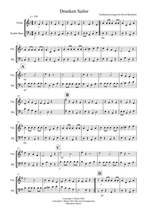 Drunken Sailor for Violin and Double Bass Duet