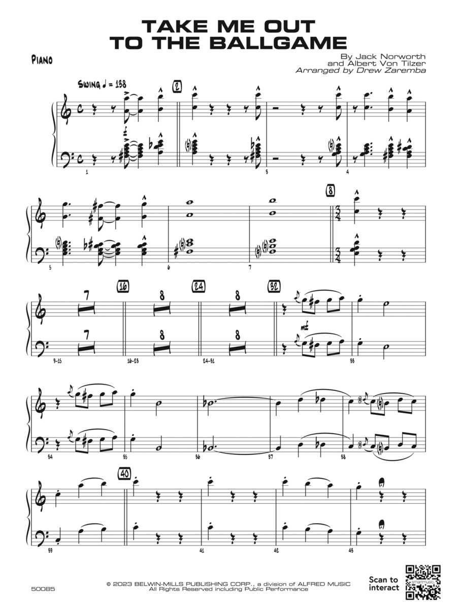 Take Me Out to the Ballgame: Piano Accompaniment