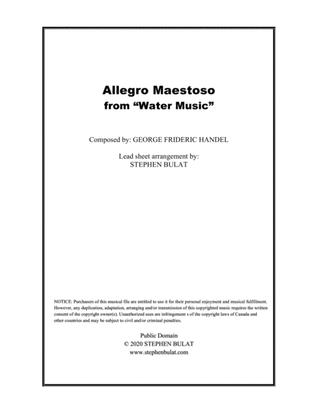 Book cover for Allegro Maestoso from "Water Music" (Handel) - Lead sheet in original key of D