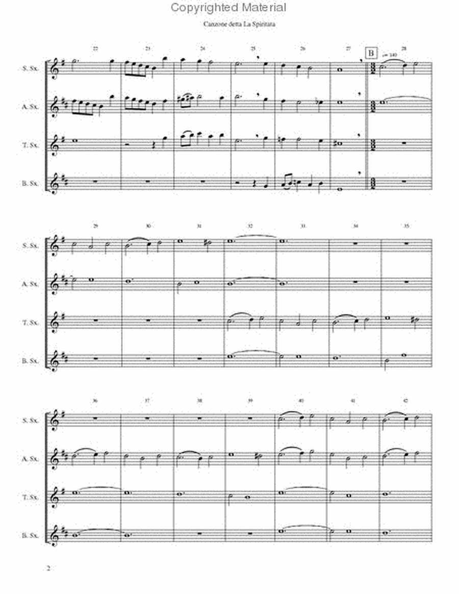 Canzone detta La Spiritata by Giovanni Gabrieli Saxophone Quartet - Sheet Music