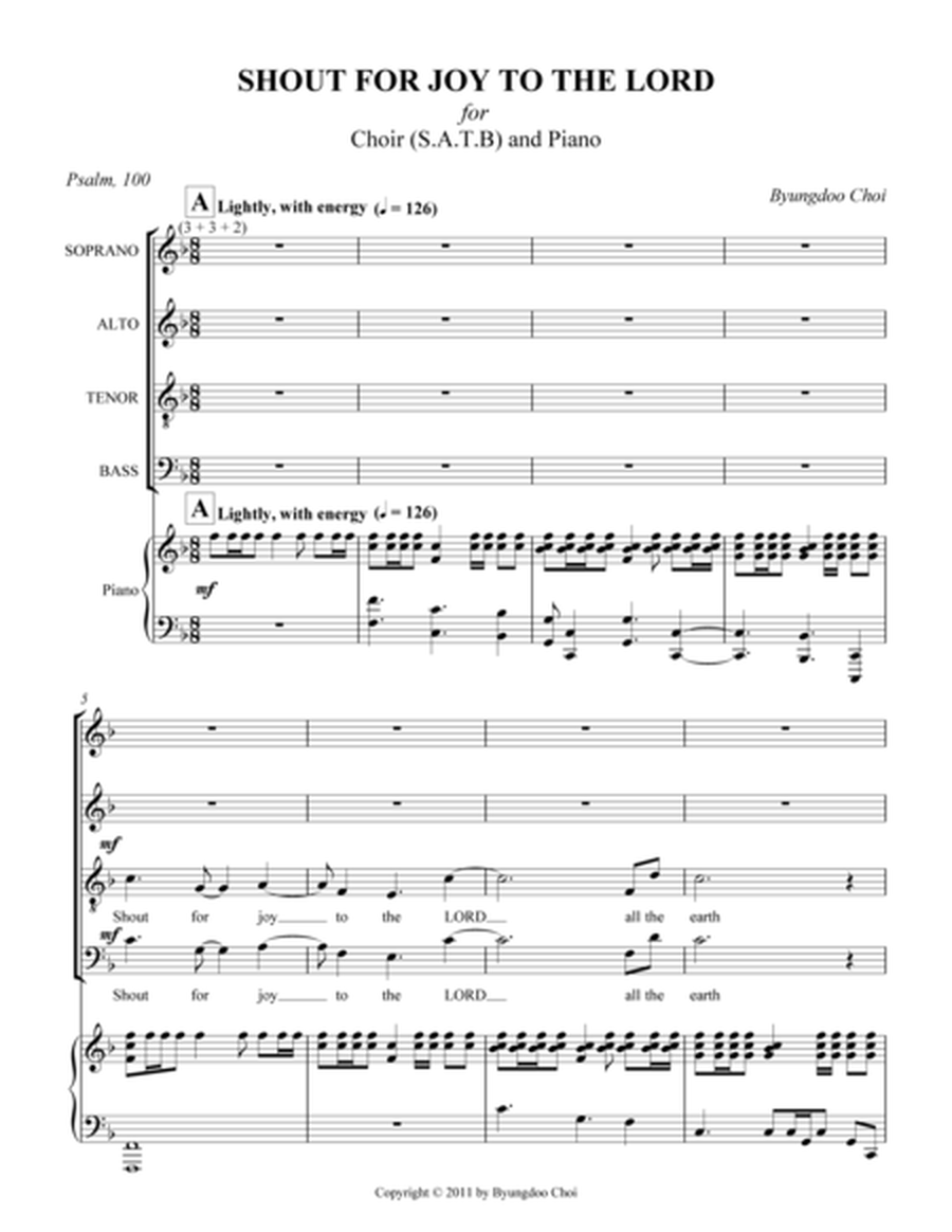 Shout for joy to the Lord for SATB and Piano