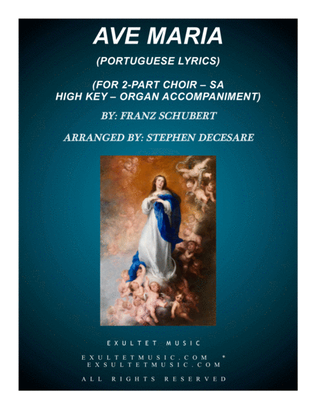 Book cover for Ave Maria (Portuguese Lyrics - for 2-part choir (SA) - High Key - Organ Accompaniment)